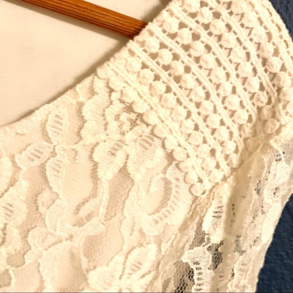 Style & Co. 3/4 Sleeve Cream Lace Top - Picture 3 of 8